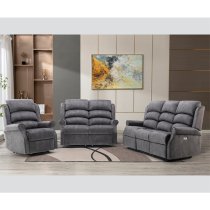 Pavia Electric Fabric Recliner 3+2 Sofa Set In Grey