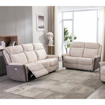 Ternate Electric Fabric Recliner 3+2 Sofa Set In Fusion Beige