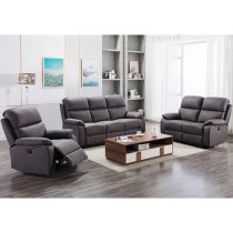 Sault Electric Recliner Fabric 1 Seater Sofa In Dark Grey