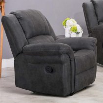 Girona Manual Recliner Fabric 1 Seater Sofa In Dark Grey