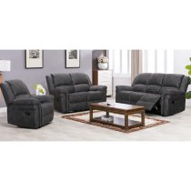 Girona Manual Recliner Fabric 1 Seater Sofa In Dark Grey