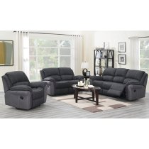 Kiel Manual Recliner Fabric 2 Seater Sofa In Fusion Charcoal