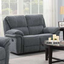 Brela Manual Recliner Fabric 2 Seater Sofa In Dark Grey