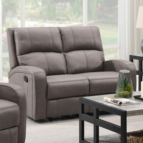 Seoul Manual Recliner Fabric 2 Seater Sofa In Taupe