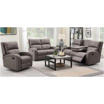 Seoul Manual Recliner Fabric 2 Seater Sofa In Taupe