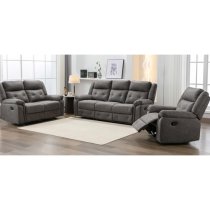 Budva Manual Recliner Fabric 2 Seater Sofa In Dark Grey