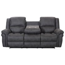 Girona Manual Recliner Fabric 3 Seater Sofa In Dark Grey