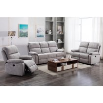 Sault Electric Recliner Fabric 3+2 Sofa Set In Light Grey