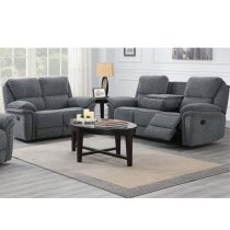 Brela Manual Recliner Fabric 3+2 Sofa Set In Dark Grey