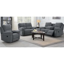 Brela Manual Recliner Fabric 3+2 Sofa Set In Dark Grey