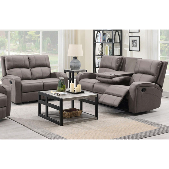 Seoul Manual Recliner Fabric 3+2 Sofa Set In Taupe