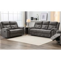 Budva Manual Recliner Fabric 3+2 Sofa Set In Dark Grey