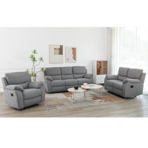 Narva Manual Recliner Fabric 1 Seater Sofa In Grey