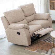 Narva Manual Recliner Fabric 2 Seater Sofa In Dune