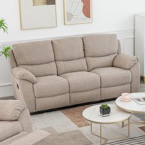 Narva Manual Recliner Fabric 3 Seater Sofa In Dune