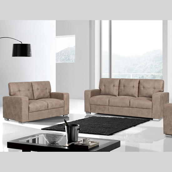 Hobart Fabric 3+2 Sofa Set In Taupe