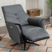 Nathon Leather Swivel Electric Recliner Armchair In Anthracite