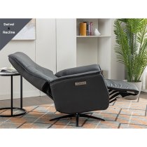 Nathon Leather Swivel Electric Recliner Armchair In Anthracite