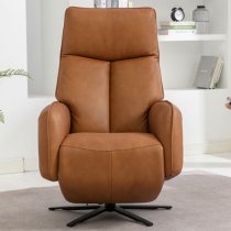 Prato Leather Swivel Recliner Armchair In Camel