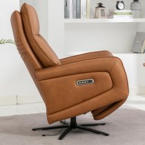 Prato Leather Swivel Recliner Armchair In Camel