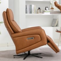 Prato Leather Swivel Recliner Armchair In Camel