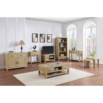 Tyler Wooden Media Storage Cabinet With 1 Door In Washed Oak