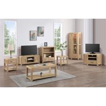 Tyler Wooden TV Stand Large With 2 Doors In Washed Oak