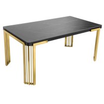 Davos Dining Table Black Gold 4 Brixen Black Velvet Chairs