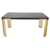 Davos Dining Table Black Gold 4 Brixen Black Velvet Chairs