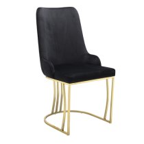 Davos Dining Table Black Gold 4 Brixen Black Velvet Chairs