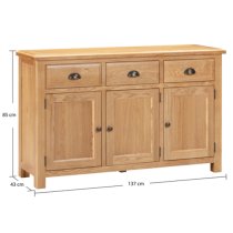 Lecco Wooden Sideboard With 3 Doors 3 Drawers In Oak