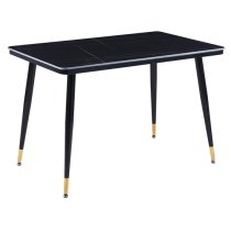 Sion Sintered Stone Dining Table In Black 4 Lucca Black Chairs