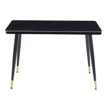 Sion Sintered Stone Dining Table In Black 4 Luxor Black Chairs