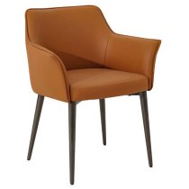 Cuneo Tan Faux Leather Dining Chairs In Pair