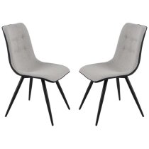 Chieti Grey Fabric Dining Chairs With Grey Legs In Pair