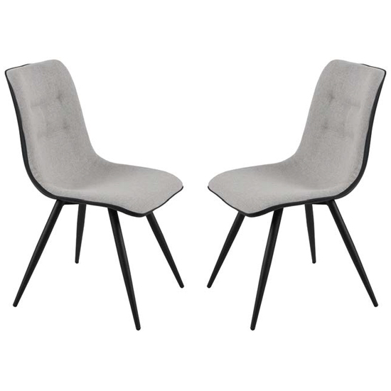 Chieti Grey Fabric Dining Chairs With Grey Legs In Pair