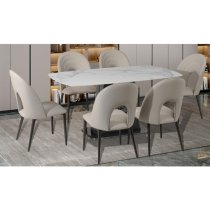 Sanur Sintered Stone Dining Table Rectangular In Binli White