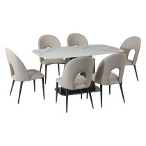 Sanur Sintered Stone Dining Table With 6 Light Grey Chairs