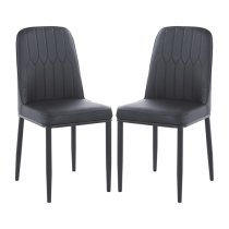 Luxor Black Faux Leather Dining Chairs With Black Legs In Pair