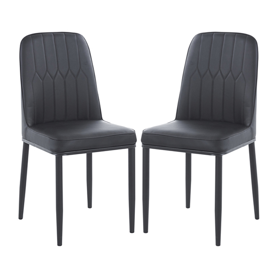 Luxor Black Faux Leather Dining Chairs With Black Legs In Pair