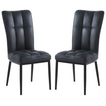 Tavira Black Faux Leather Dining Chairs With Black Legs In Pair