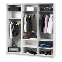 Madrid Wardrobe 220cm With 3 Sliding Doors In White And LED