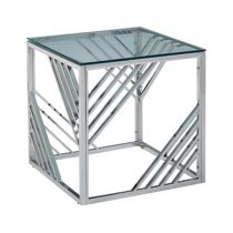 Sucre Glass End Table With Chrome Frame