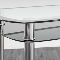 Bastia Glass Top Dining Table In Clear With 4 Black Chairs