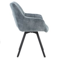 Jordan Fabric Dining Chair In Stone Blue With Metal Frame