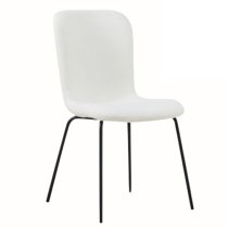 Ontario Fabric Dining Chair In Ivory With Black Metal Frame