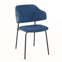 Benson Fabric Dining Chair In Navy With Black Metal Frame