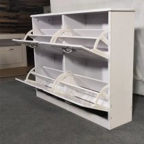 Hinton High Gloss Shoe Storage Cabinet With 4 Flip Doors In White