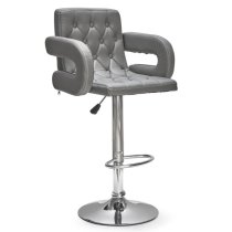 Silvis Adjustable Grey Faux Leather Bar Stools In Pair