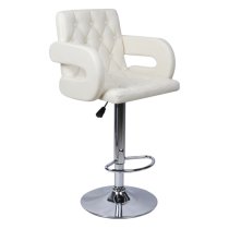 Silvis Adjustable White Faux Leather Bar Stools In Pair